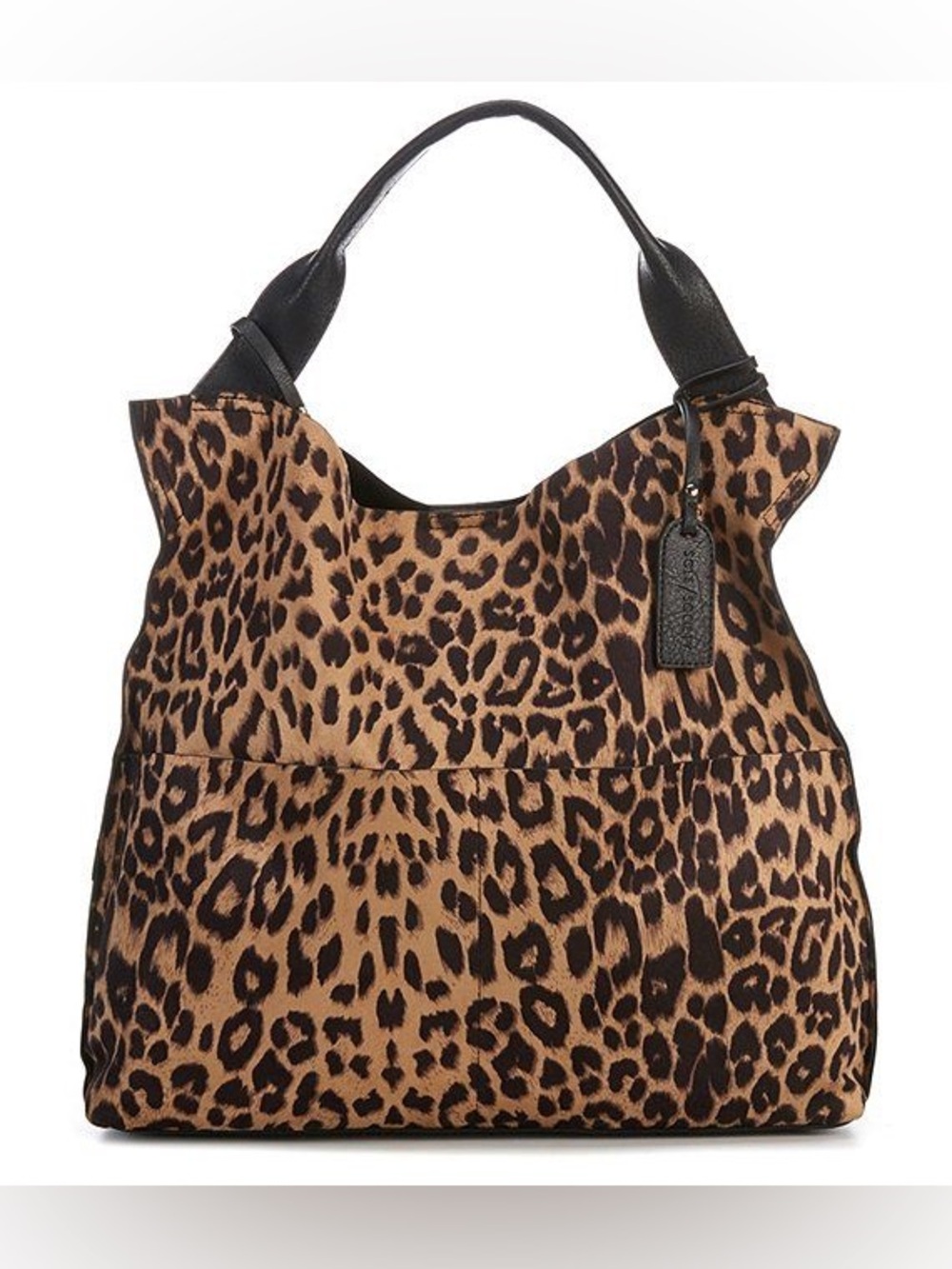Leopard Print Tote Bag with Black Handles